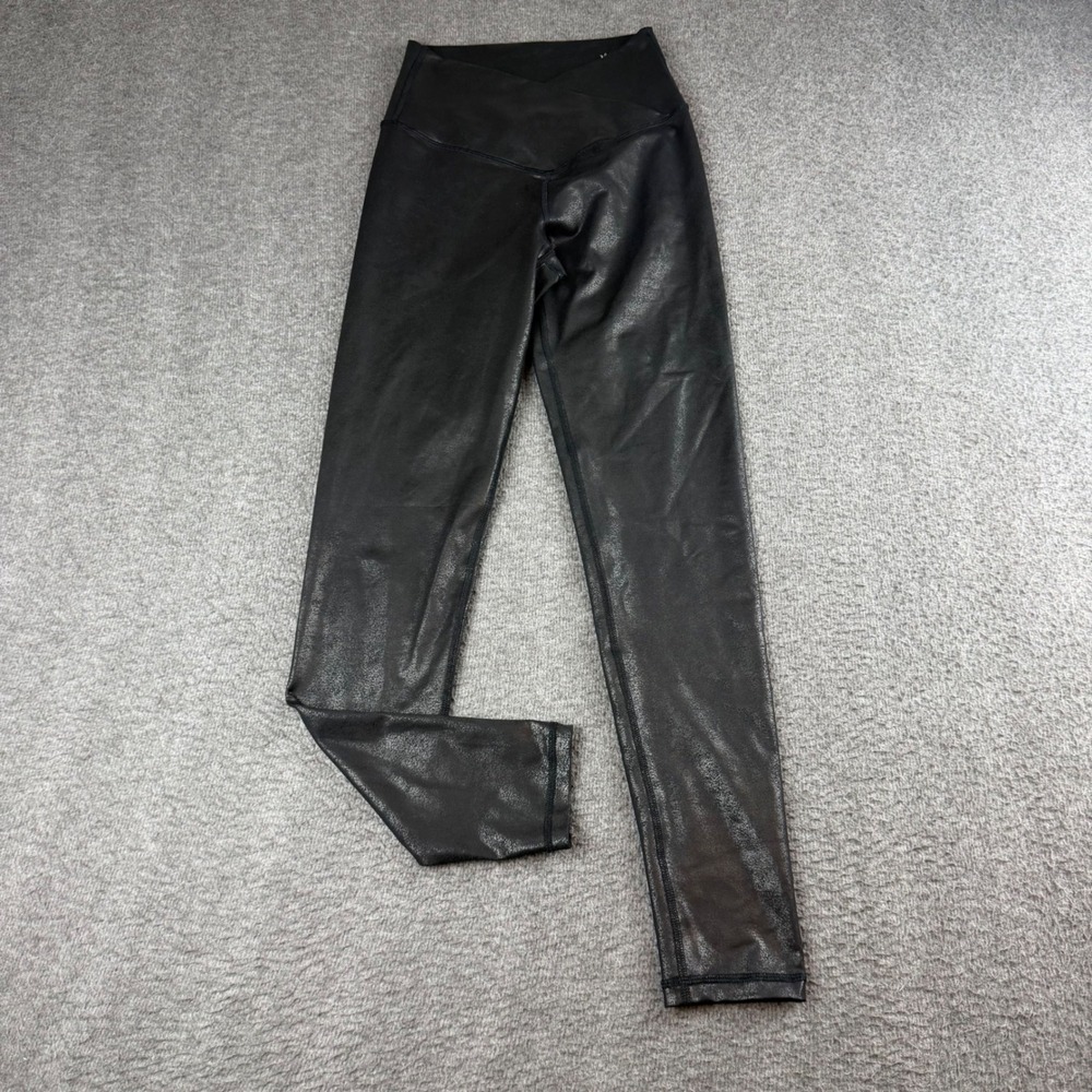 OFFLINE by Aerie Crossover Leggings Women's Small Black Cracked Foil High Waist